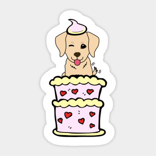 Retriever dog Jumping out of a cake Sticker